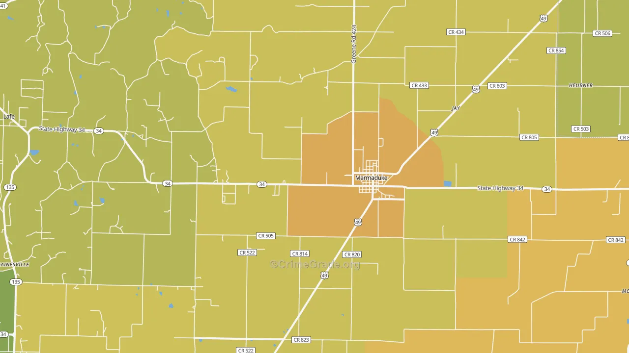 Marmaduke, AR Map of Murder Rates