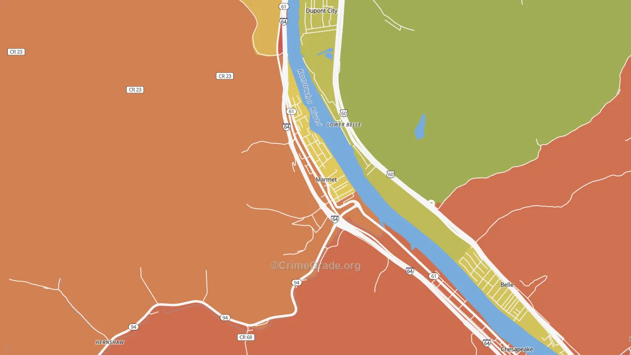 Marmet, WV Map of Murder Rates