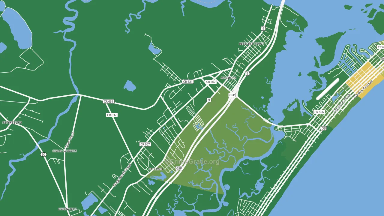 Marmora, NJ Map of Murder Rates