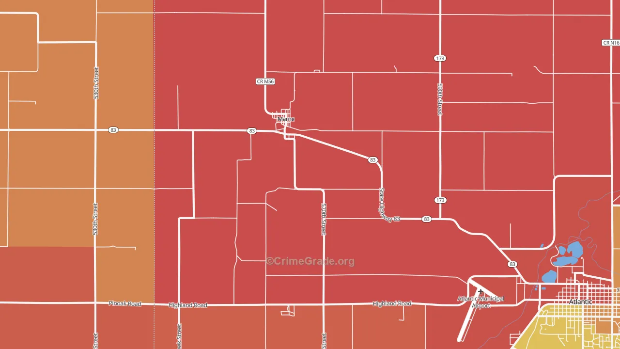 Marne, IA Map of Murder Rates