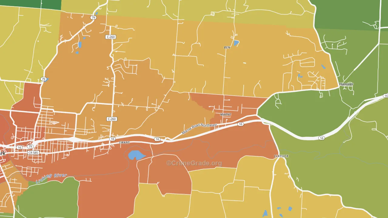 Marne, OH Map of Murder Rates