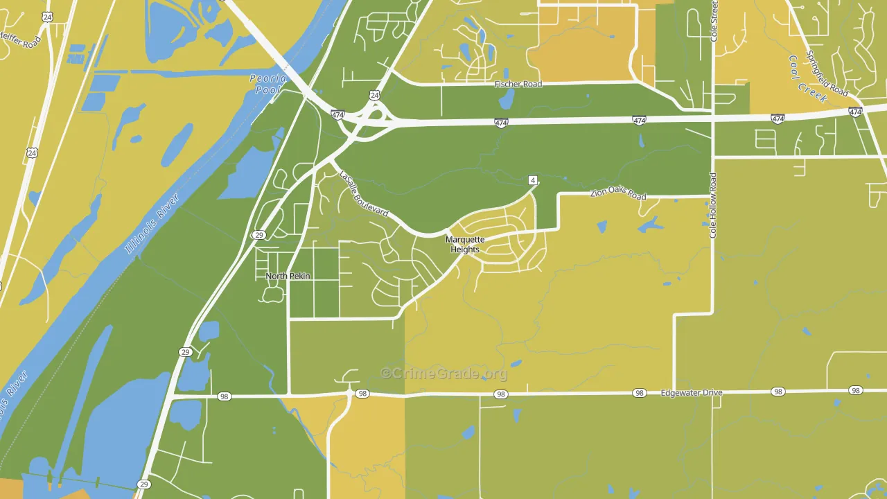 Marquette Heights, IL Map of Murder Rates