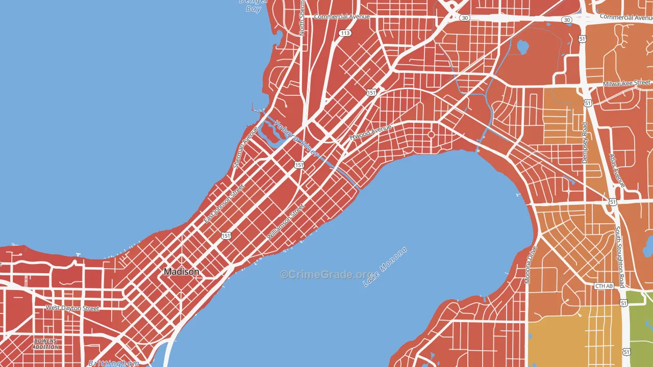 Marquette, Madison, WI Map of Murder Rates