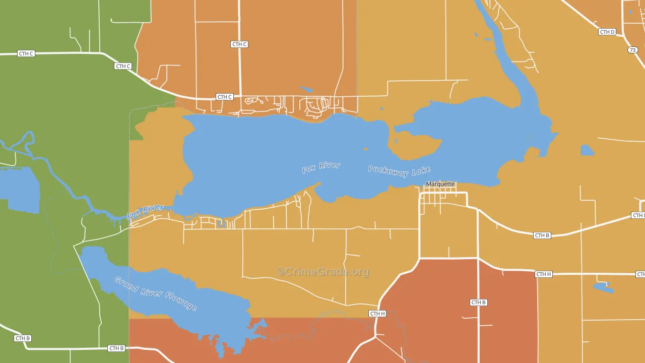 Marquette, WI Map of Murder Rates