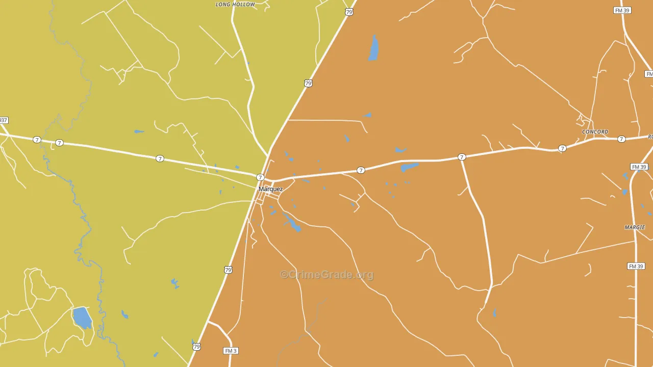 Marquez, TX Map of Murder Rates