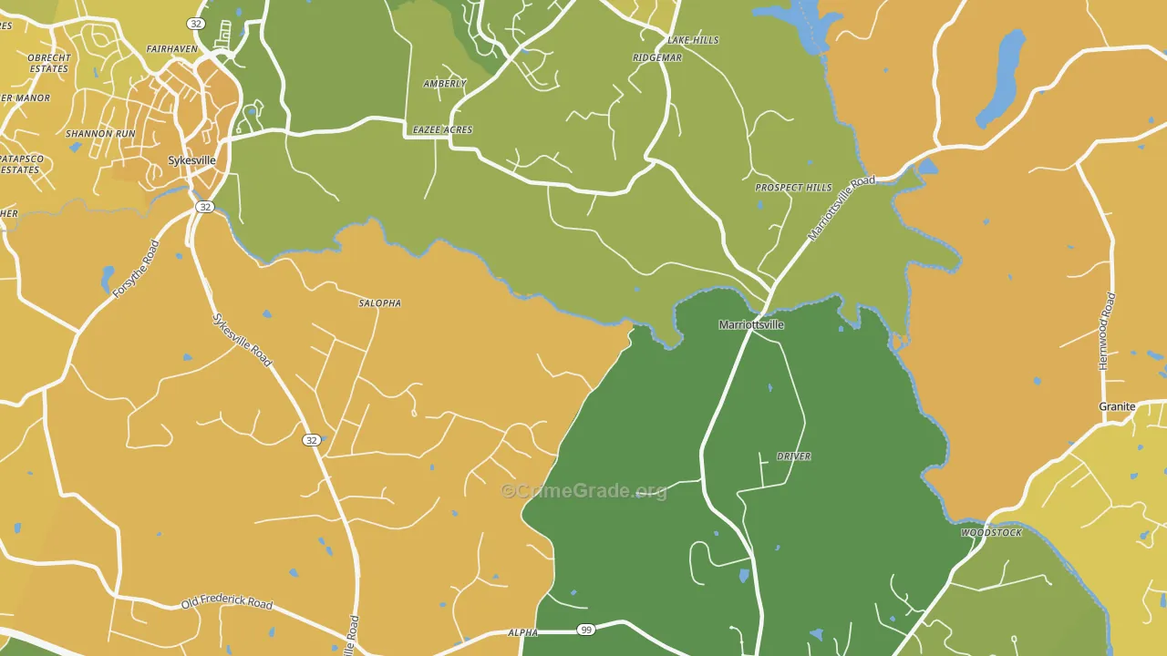 Marriottsville, MD Map of Murder Rates