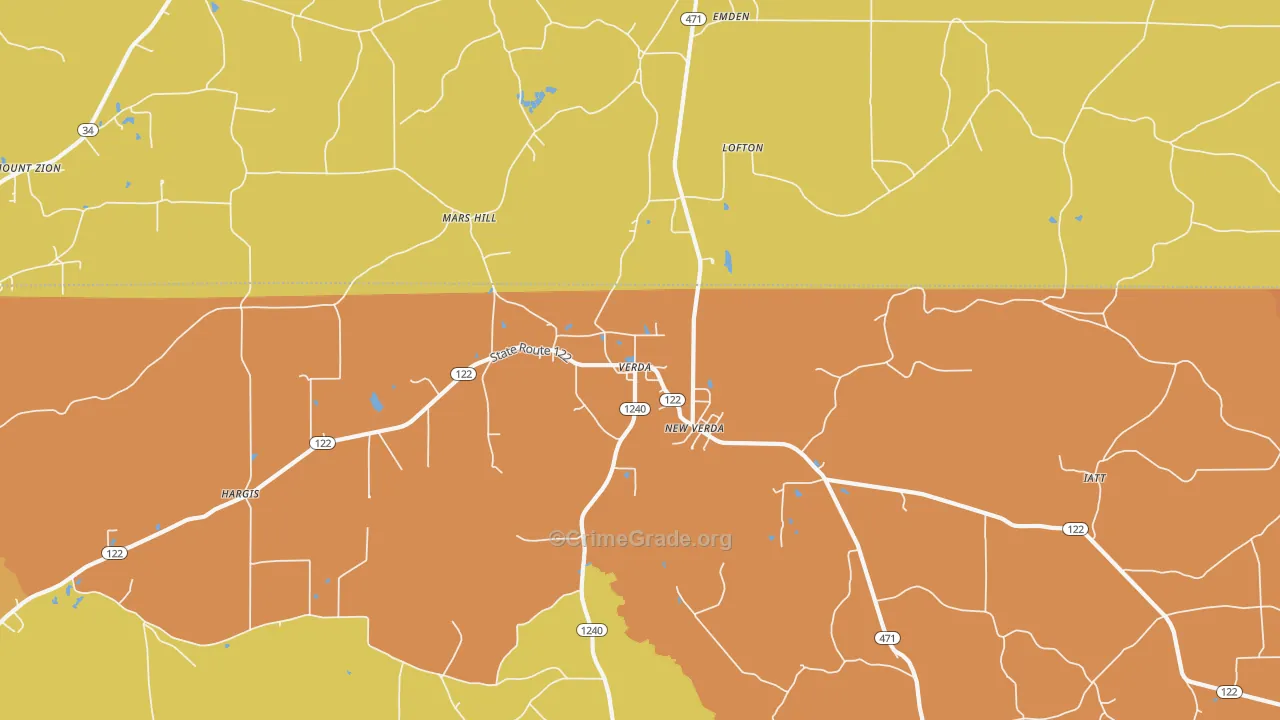 Mars Hill, LA Map of Murder Rates