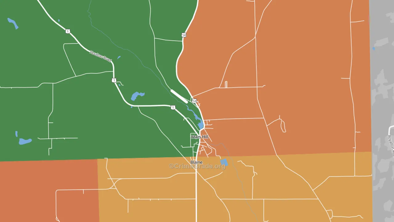 Mars Hill, ME Map of Murder Rates