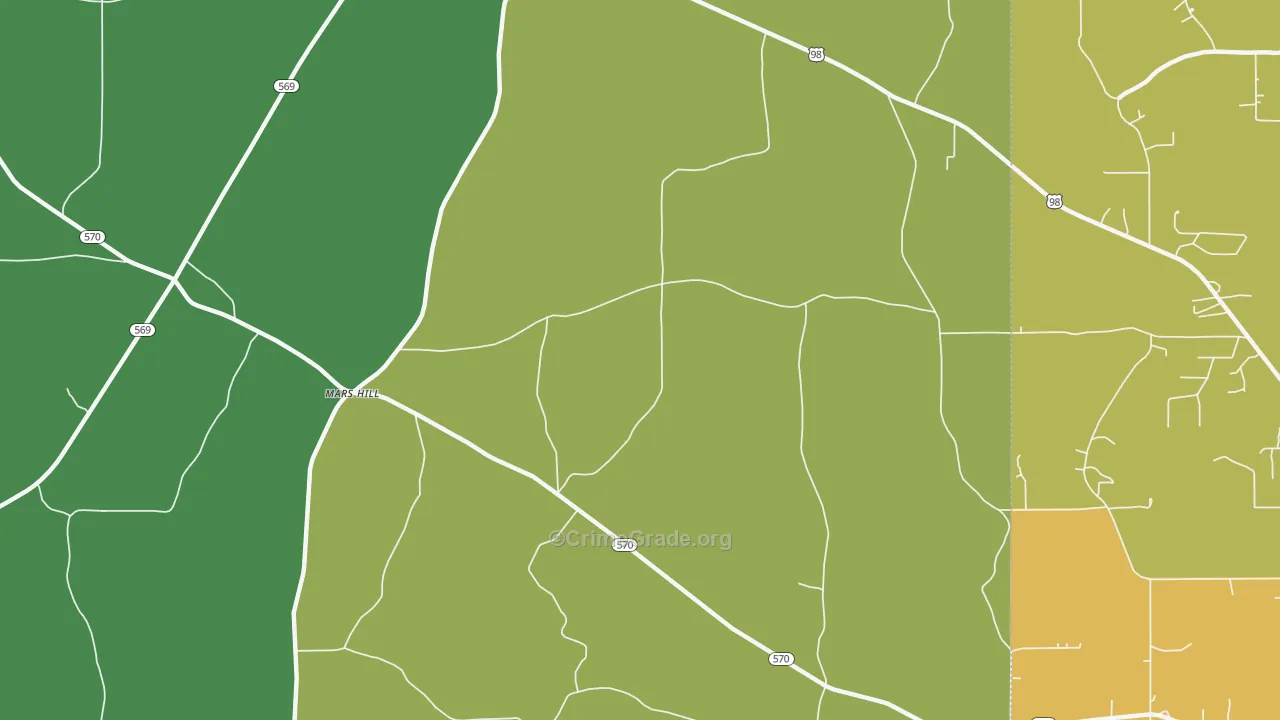 Mars Hill, MS Map of Murder Rates