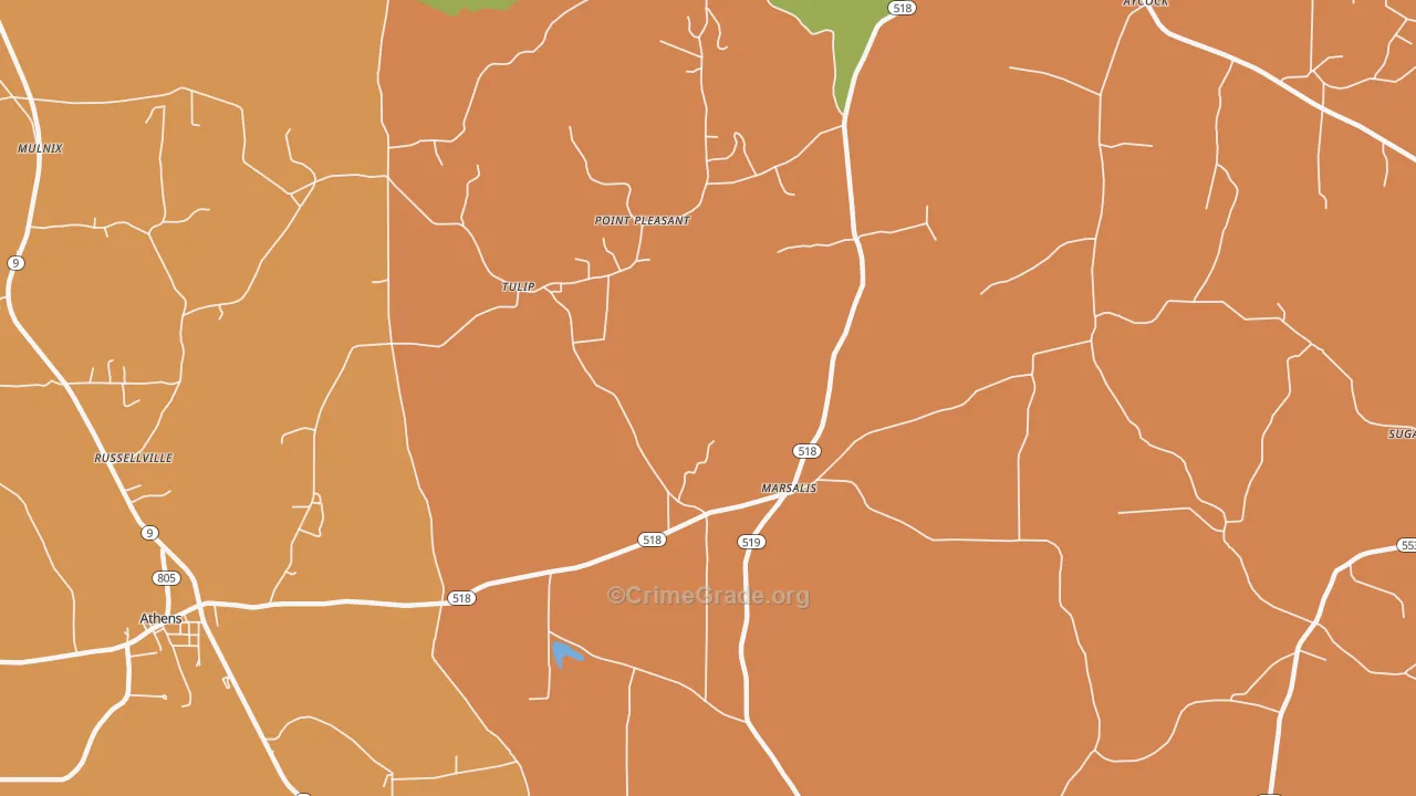 Marsalis, LA Map of Murder Rates