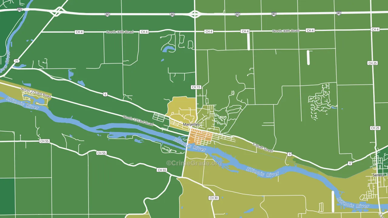 Marseilles, IL Map of Murder Rates