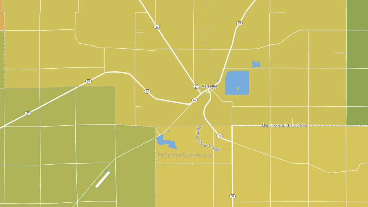 Marseilles, OH Map of Murder Rates