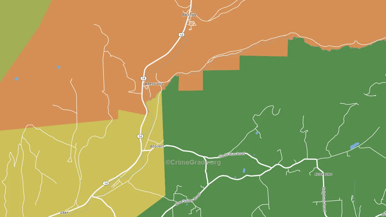 Marsh Hill, PA Map of Murder Rates
