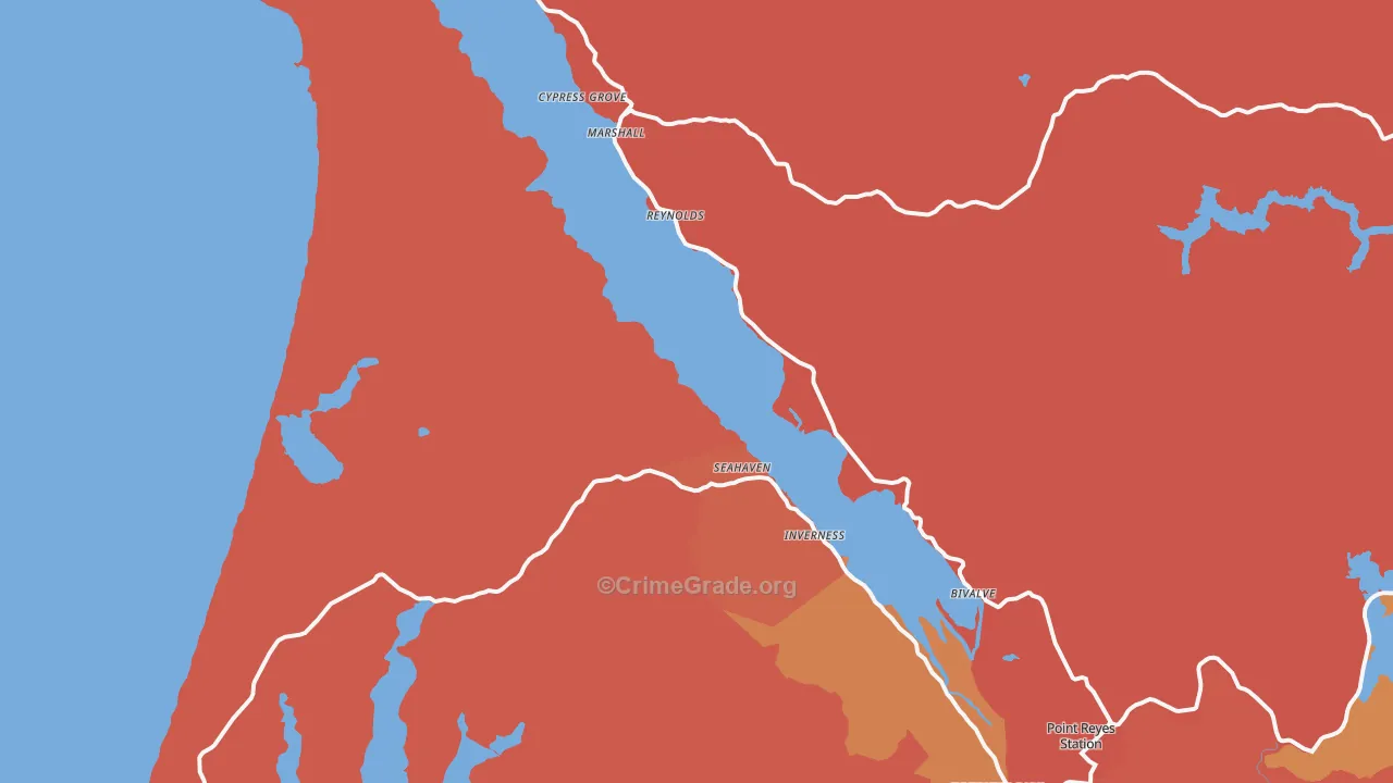 Marshall, CA Map of Murder Rates