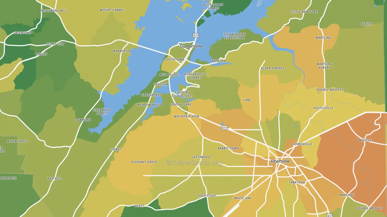 Marshall County, AL Map of Murder Rates
