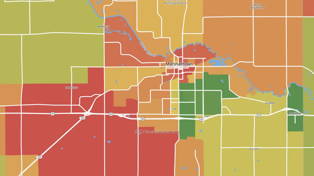 Marshall County, IA Map of Murder Rates