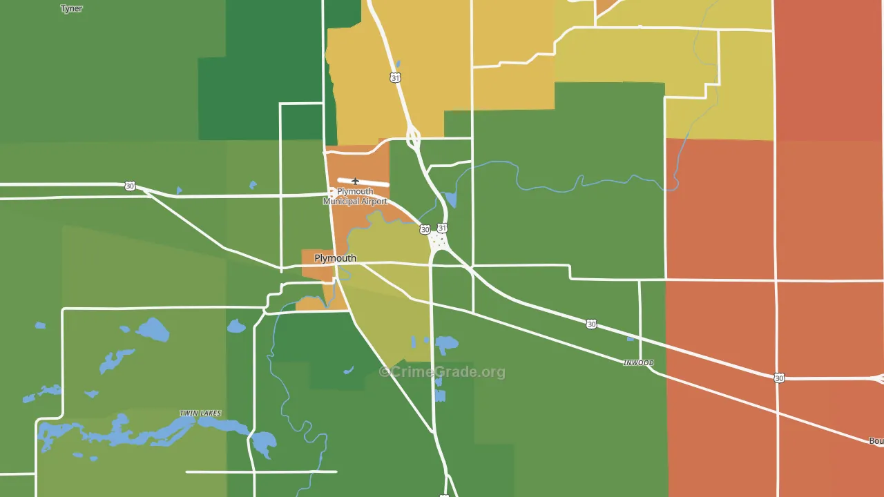 Marshall County, IN Map of Murder Rates