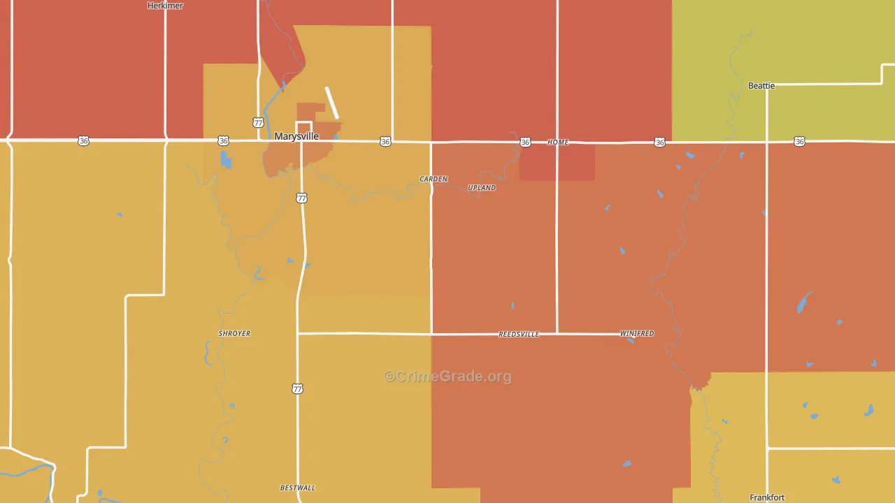 Marshall County, KS Map of Murder Rates