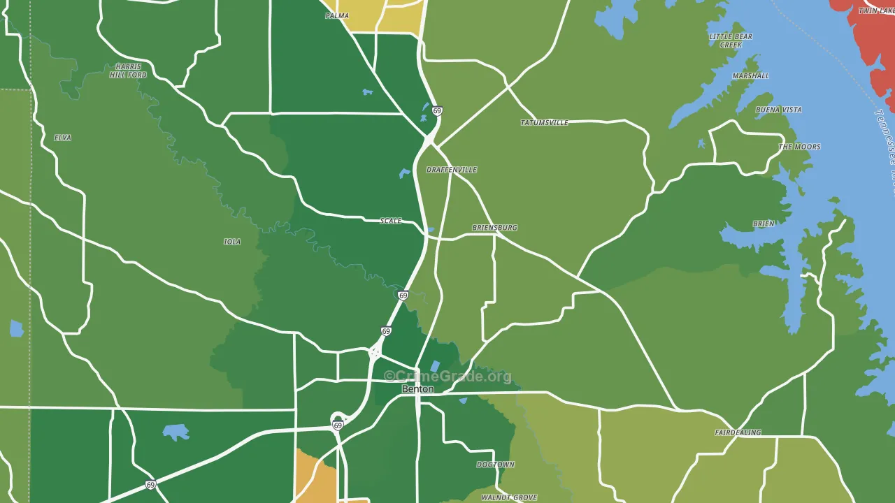 Marshall County, KY Map of Murder Rates