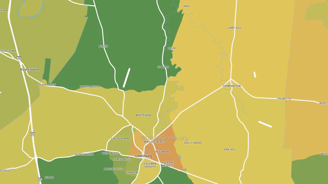 Marshall County, TN Map of Murder Rates