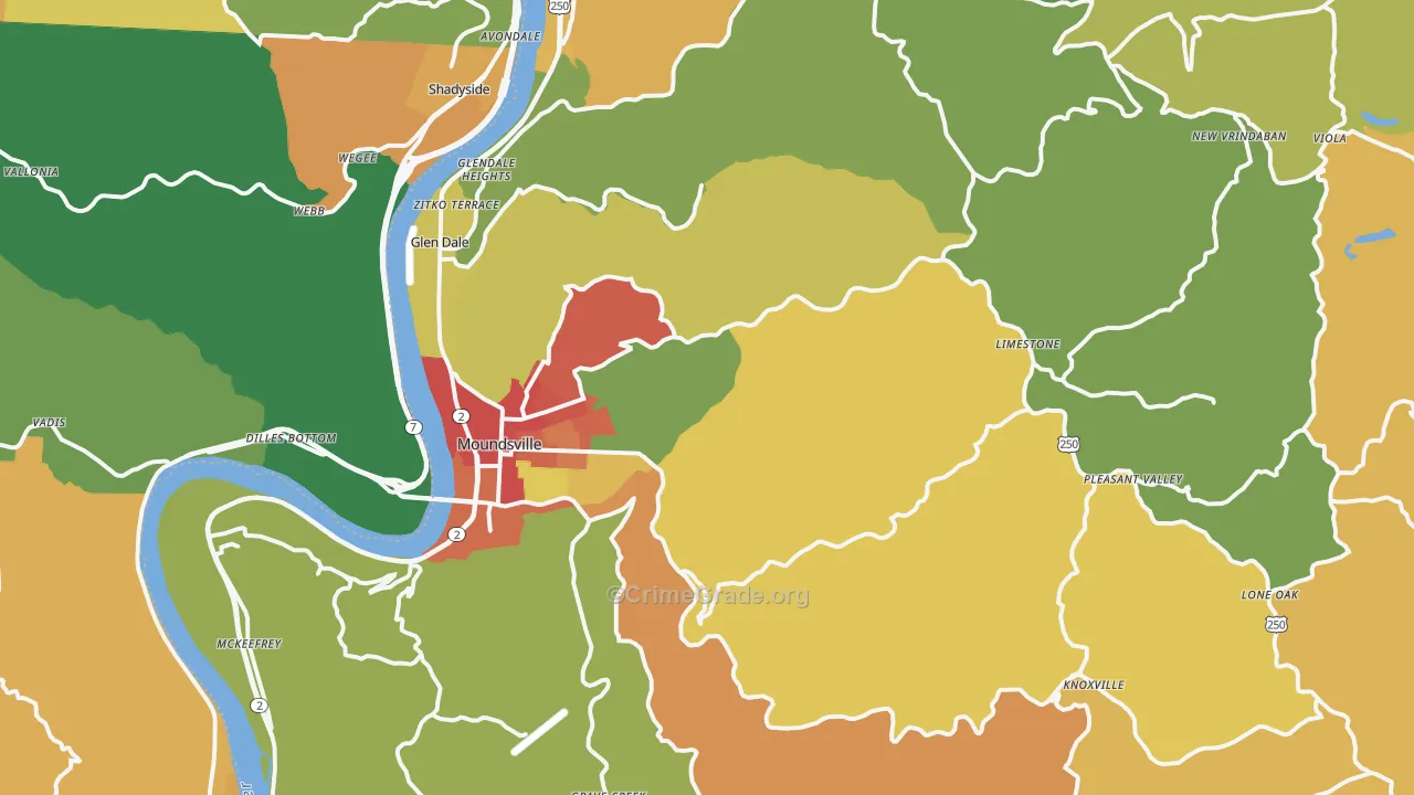 Marshall County, WV Map of Murder Rates