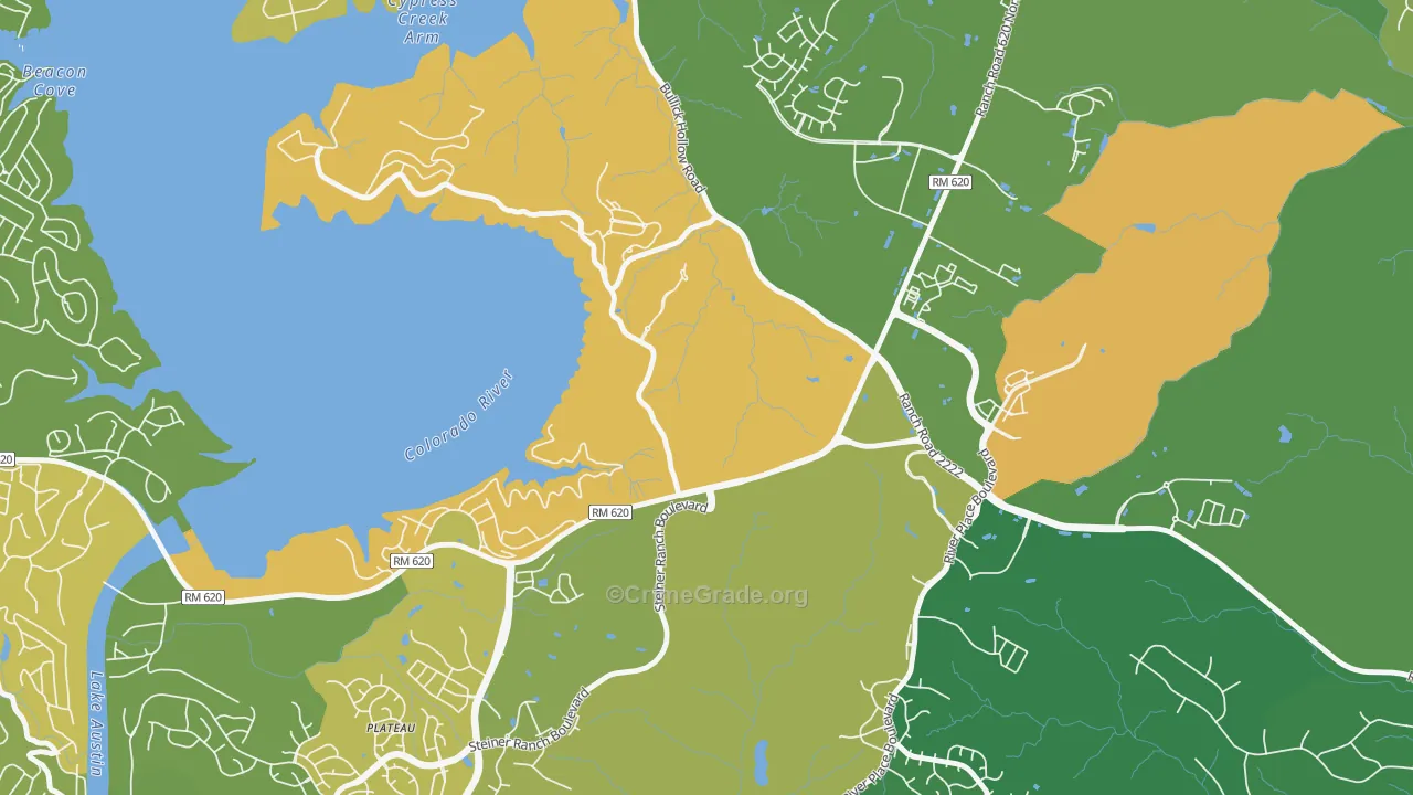 Marshall Ford, TX Map of Murder Rates
