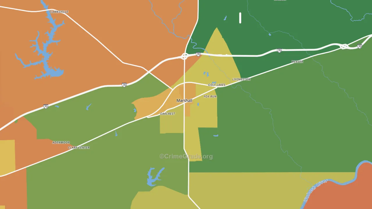 Marshall, IL Map of Murder Rates