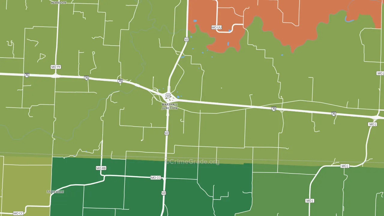Marshall Junction, MO Map of Murder Rates