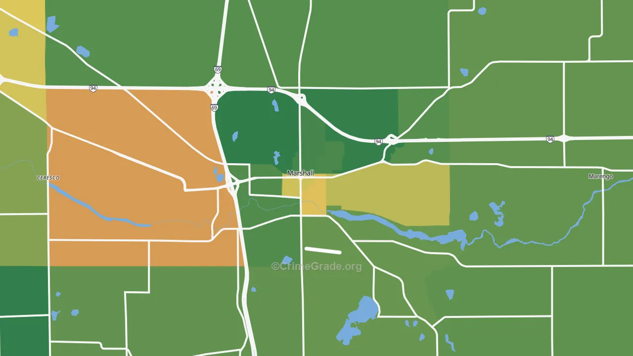 Marshall, MI Map of Murder Rates