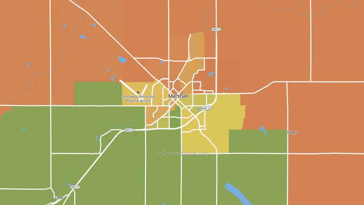 Marshall, MN Map of Murder Rates