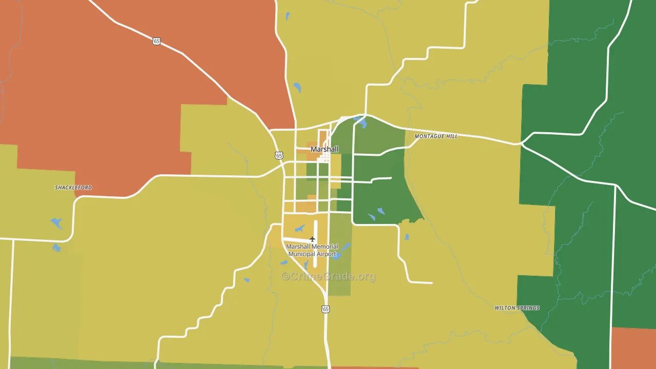 Marshall, MO Map of Murder Rates