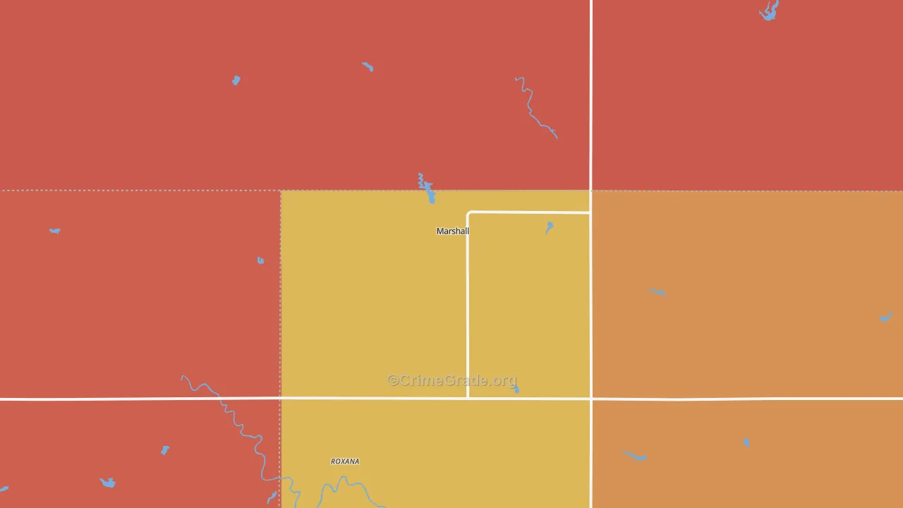 Marshall, OK Map of Murder Rates