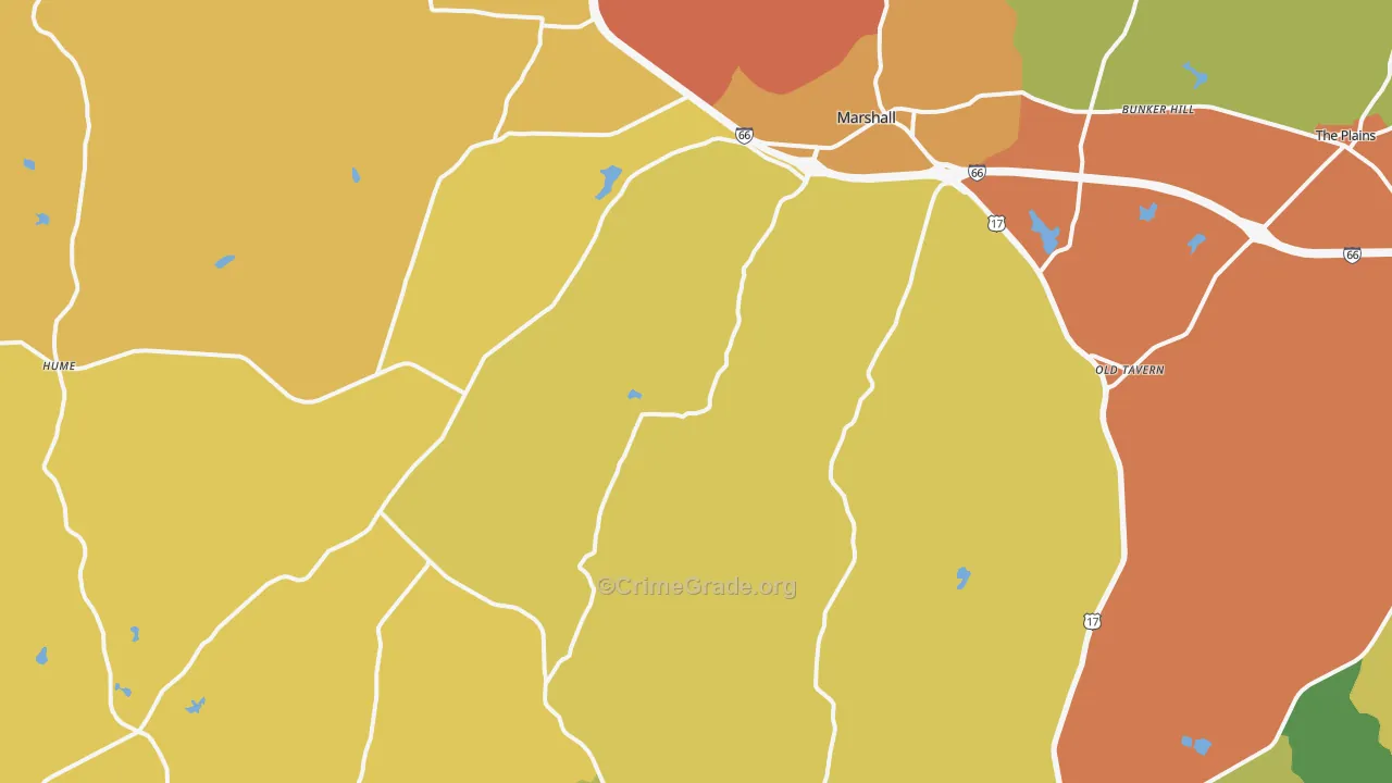 Marshall, VA Map of Murder Rates