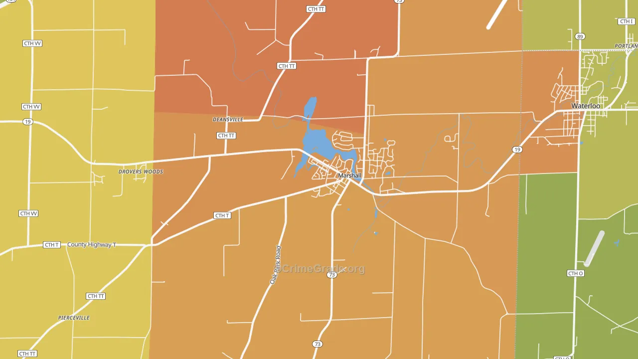 Marshall, WI Map of Murder Rates