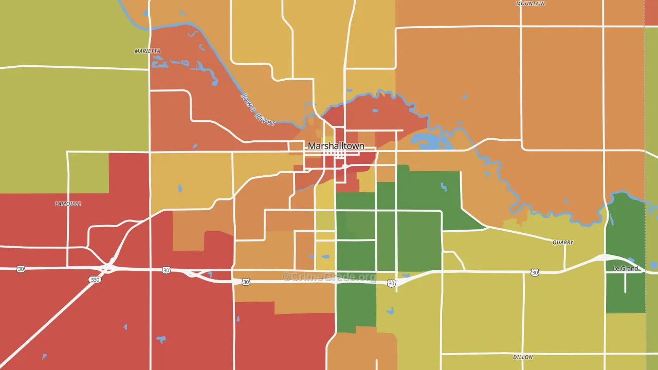 Marshalltown, IA Map of Murder Rates