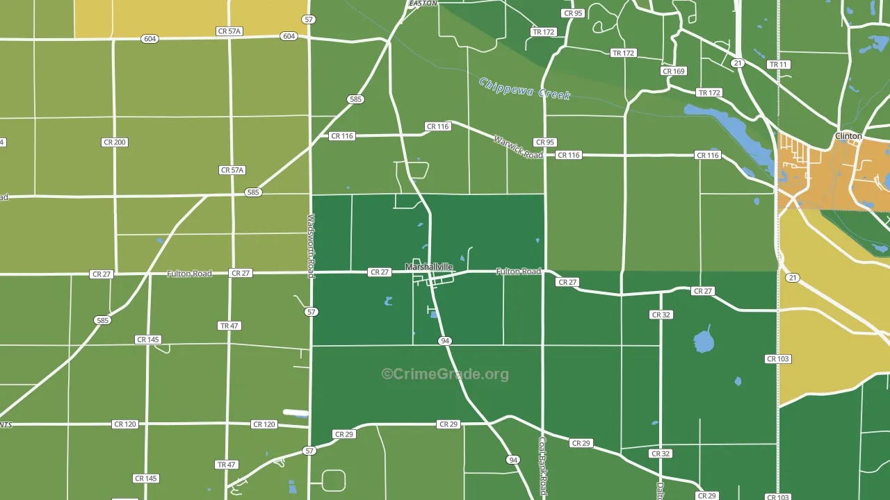 Marshallville, OH Map of Murder Rates
