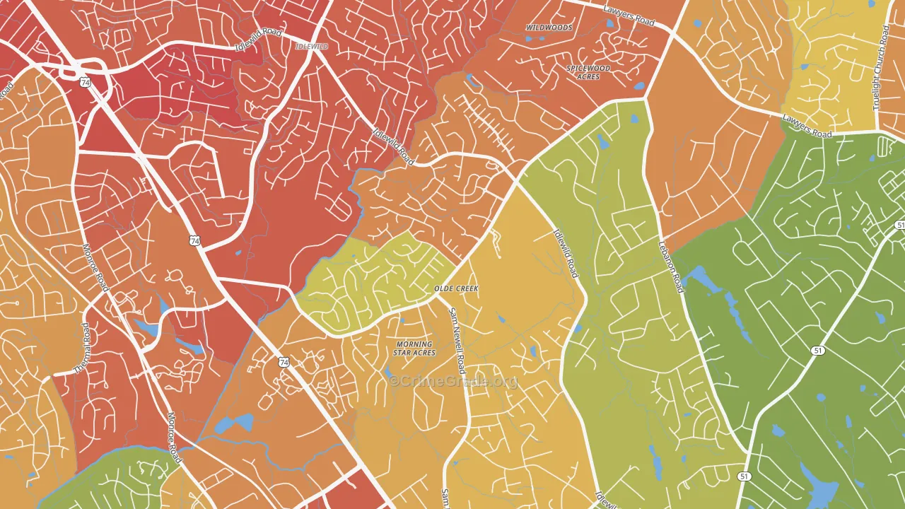 Marshbrooke, Matthews, NC Map of Murder Rates