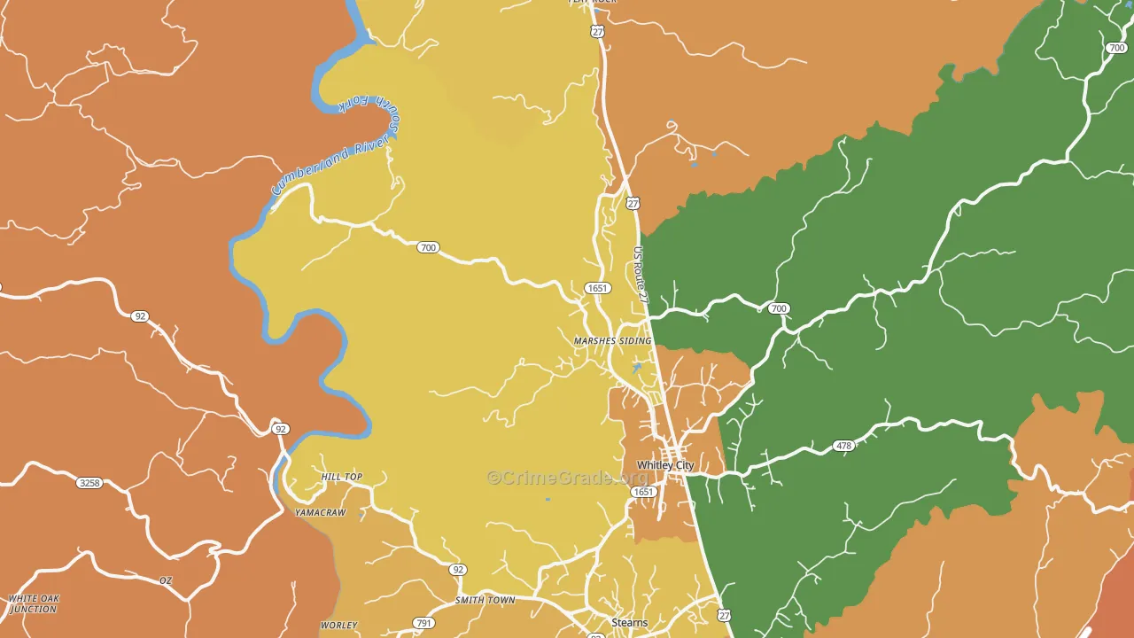 Marshes Siding, KY Map of Murder Rates
