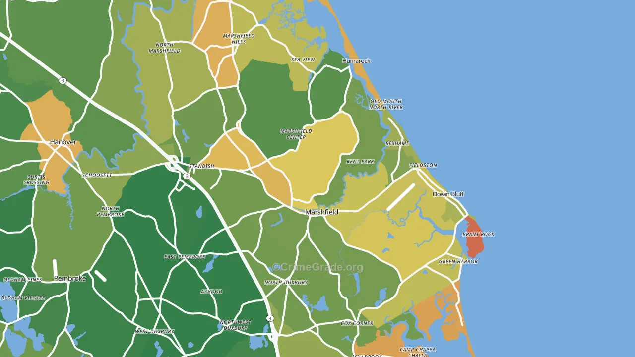 Marshfield, MA Map of Murder Rates