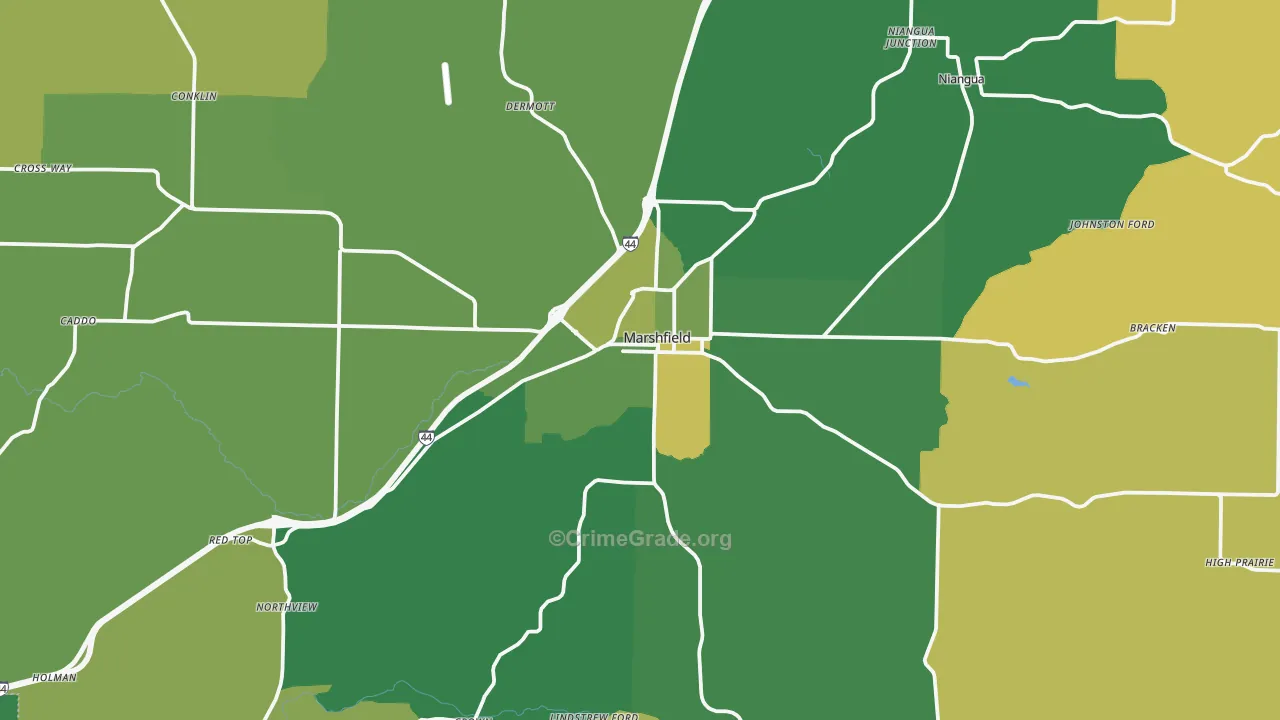 Marshfield, MO Map of Murder Rates