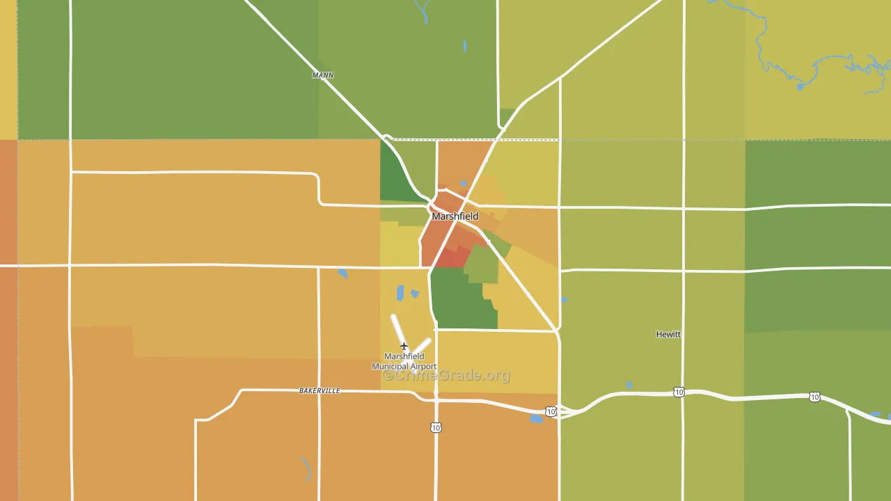 Marshfield, WI Map of Murder Rates