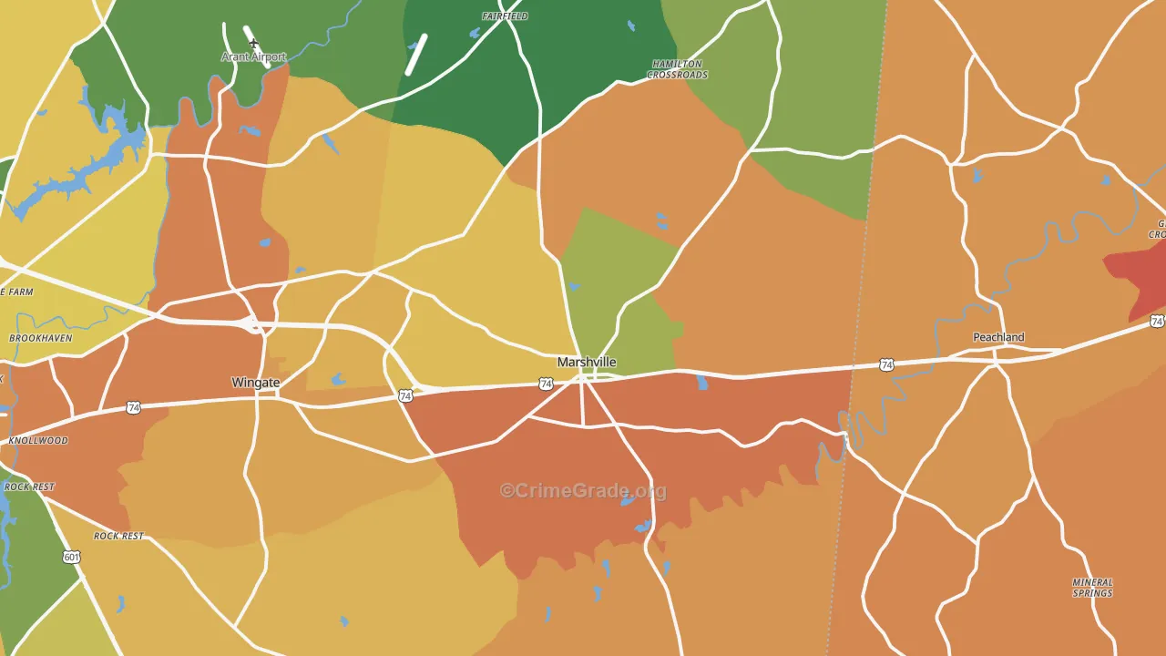 Marshville, NC Map of Murder Rates