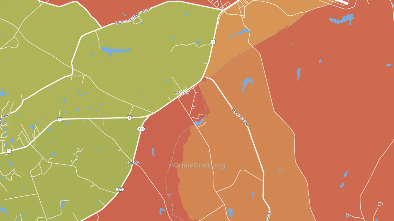 Marston, NC Map of Murder Rates