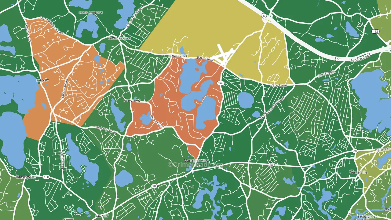 Marstons Mills, MA Map of Murder Rates