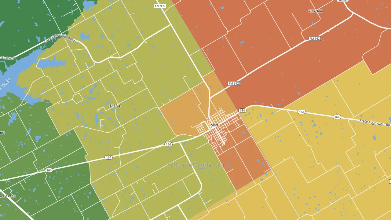 Mart, TX Map of Murder Rates