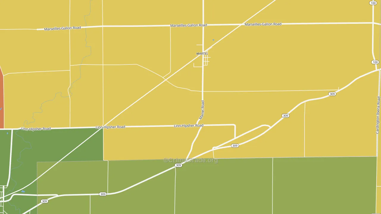 Martel, OH Map of Murder Rates