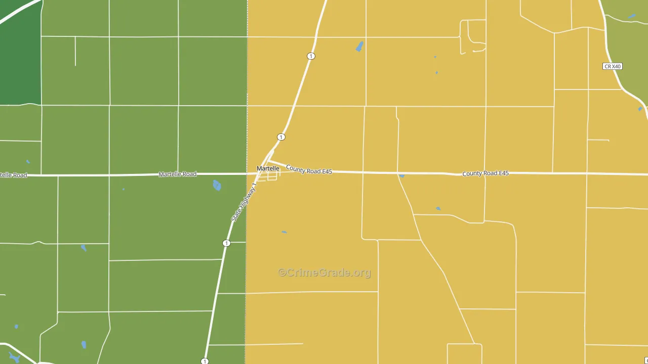 Martelle, IA Map of Murder Rates