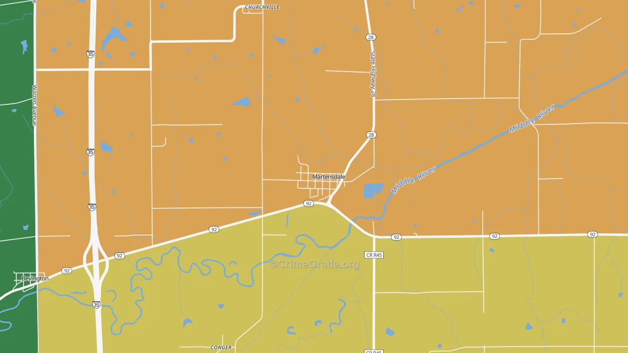 Martensdale, IA Map of Murder Rates