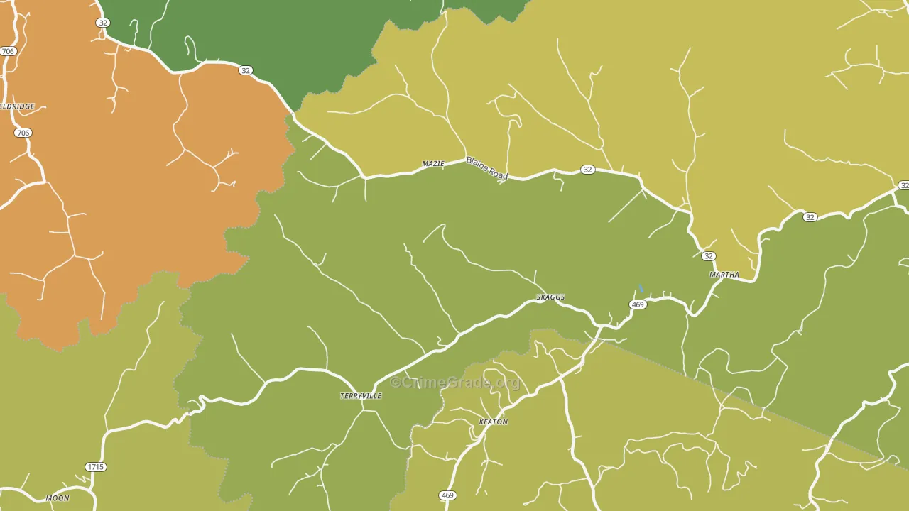 Martha, KY Map of Murder Rates