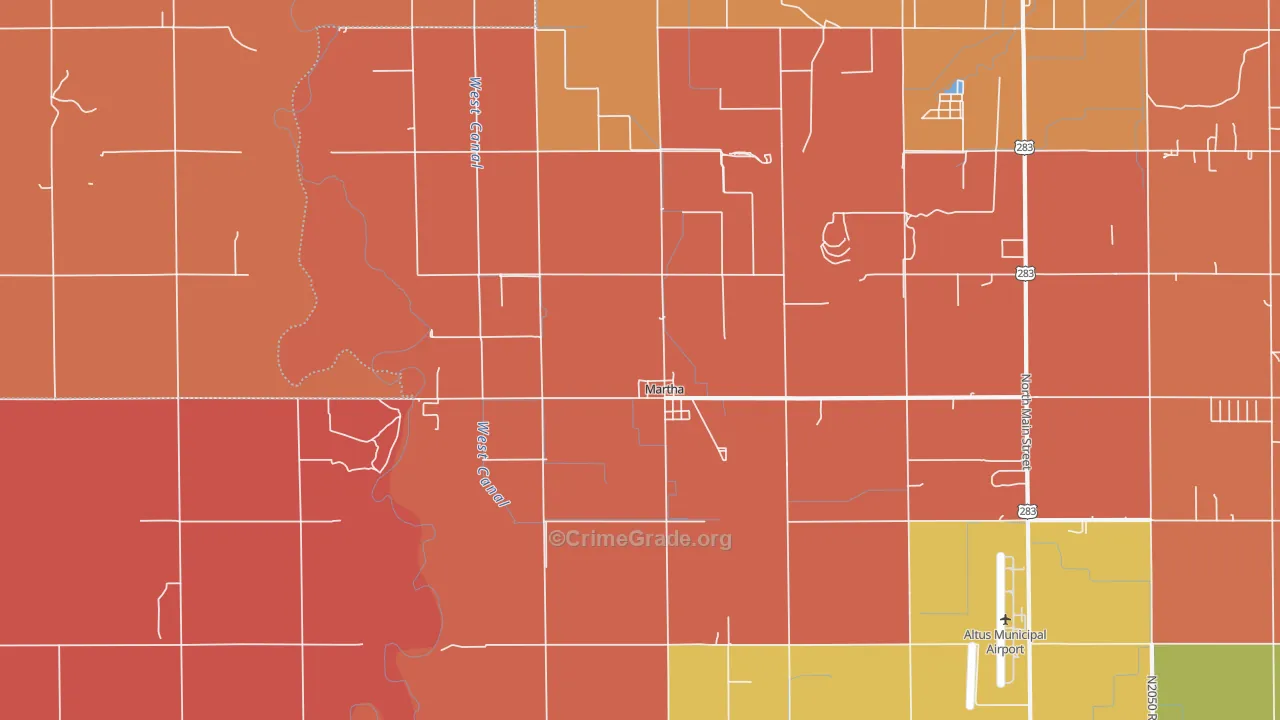 Martha, OK Map of Murder Rates